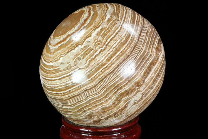 Polished, Banded Aragonite Sphere - Morocco #82239